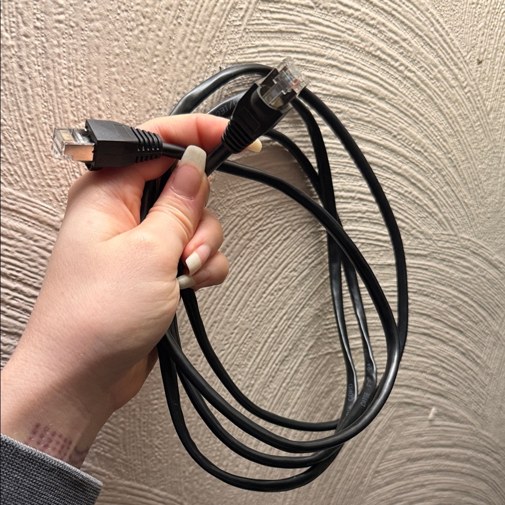 Black Ethernet Network Cable - RJ45 Patch Cord 6ft